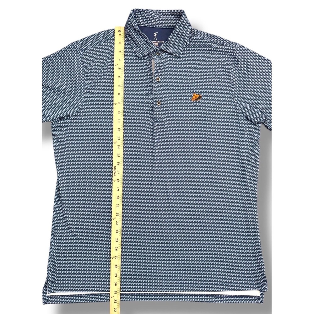 Fairway‎ Greene Men's XL Golf Polo Shirt Navy Blue Geometric Print Made in USA - Picture 4 of 10